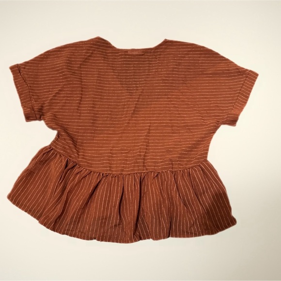 Blu Pepper • Striped Rust Orange Brown Babydoll Button Down Top NWT - Picture 5 of 5